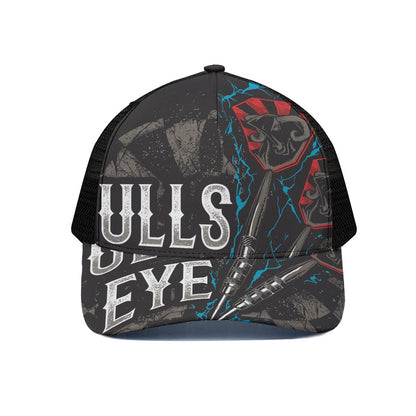 Bullseye Darts Print Black Mesh Trucker Cap