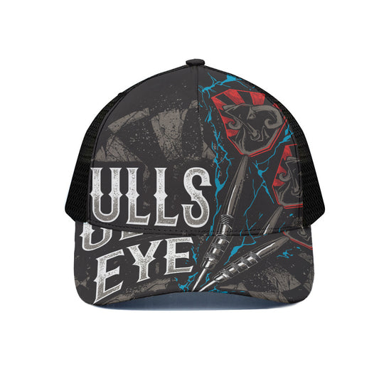 Bullseye Darts Print Black Mesh Trucker Cap