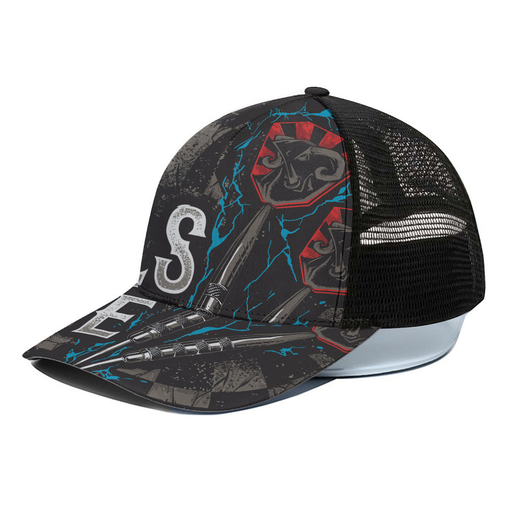Bullseye Darts Print Black Mesh Trucker Cap