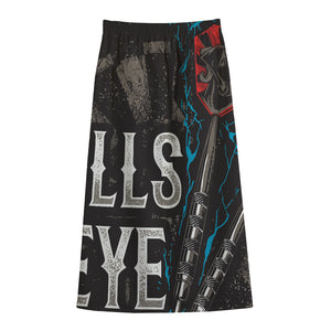 Bullseye Darts Print Cotton Front Slit Maxi Skirt