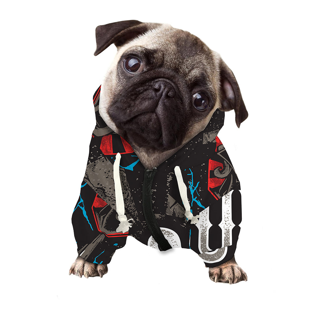 Bullseye Darts Print Dog Zip Up Hoodie