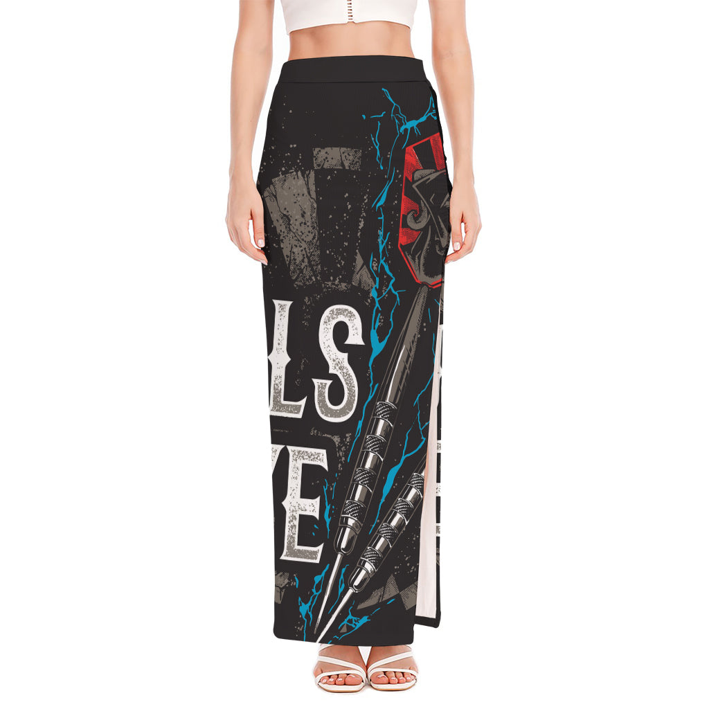 Bullseye Darts Print High Slit Maxi Skirt