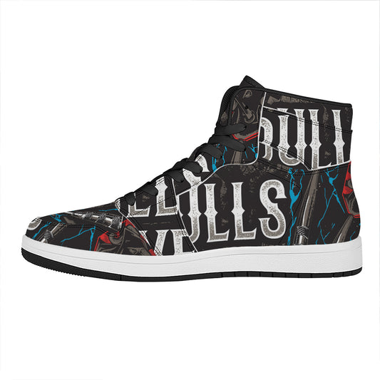 Bullseye Darts Print High Top Leather Sneakers