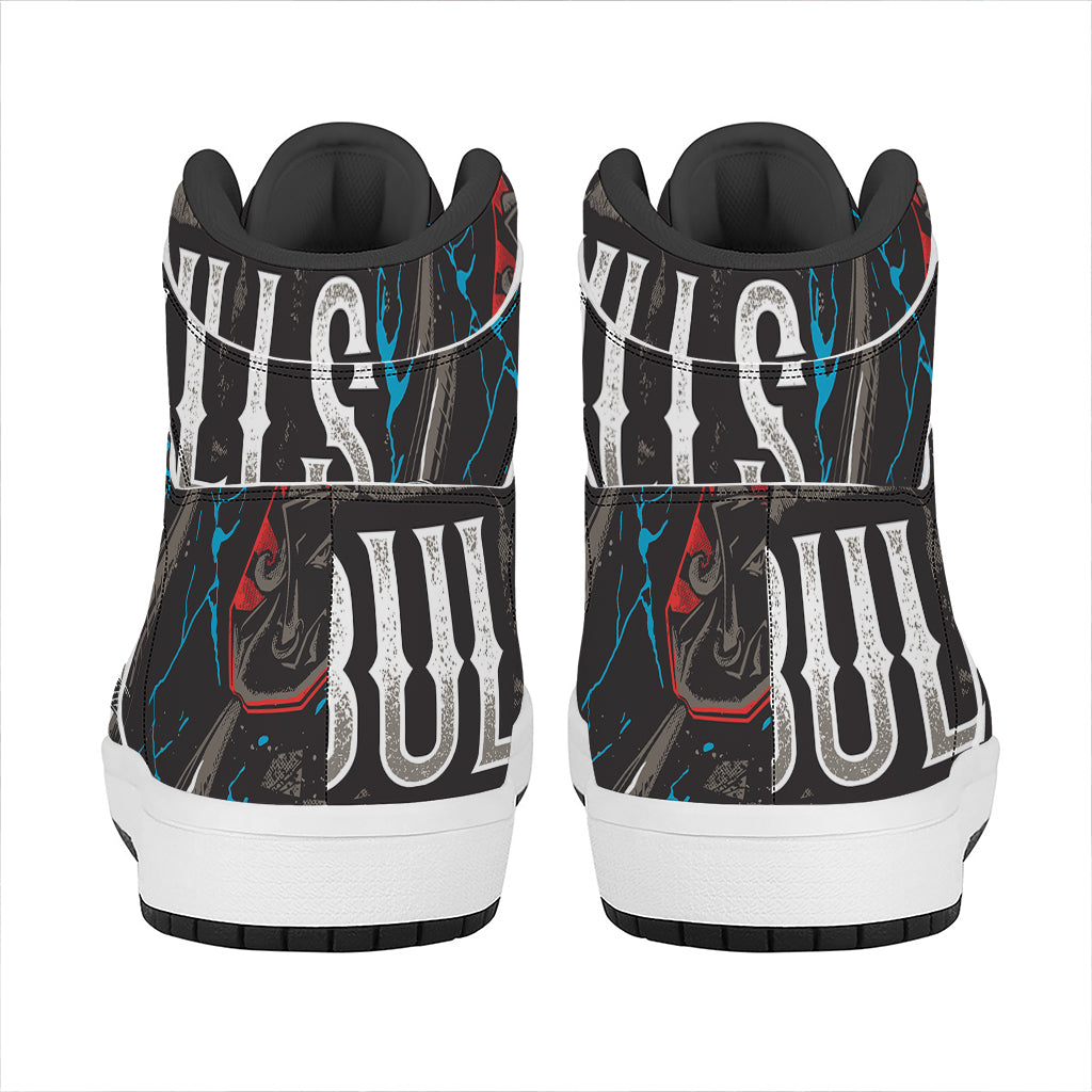 Bullseye Darts Print High Top Leather Sneakers