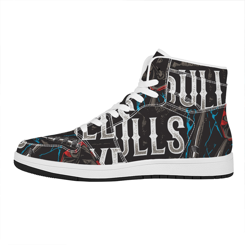 Bullseye Darts Print High Top Leather Sneakers