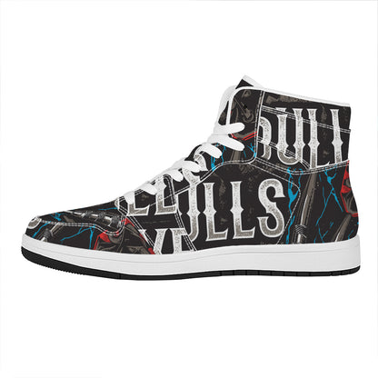 Bullseye Darts Print High Top Leather Sneakers