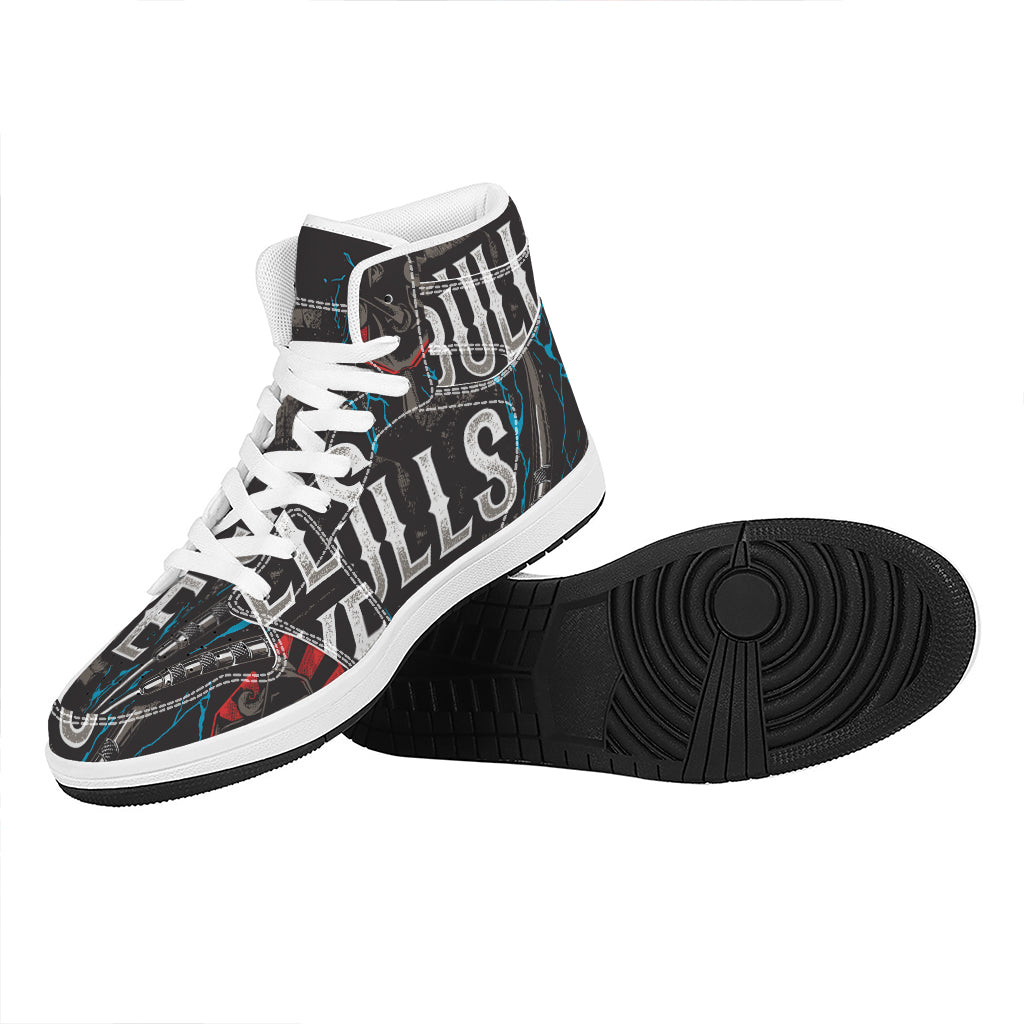 Bullseye Darts Print High Top Leather Sneakers