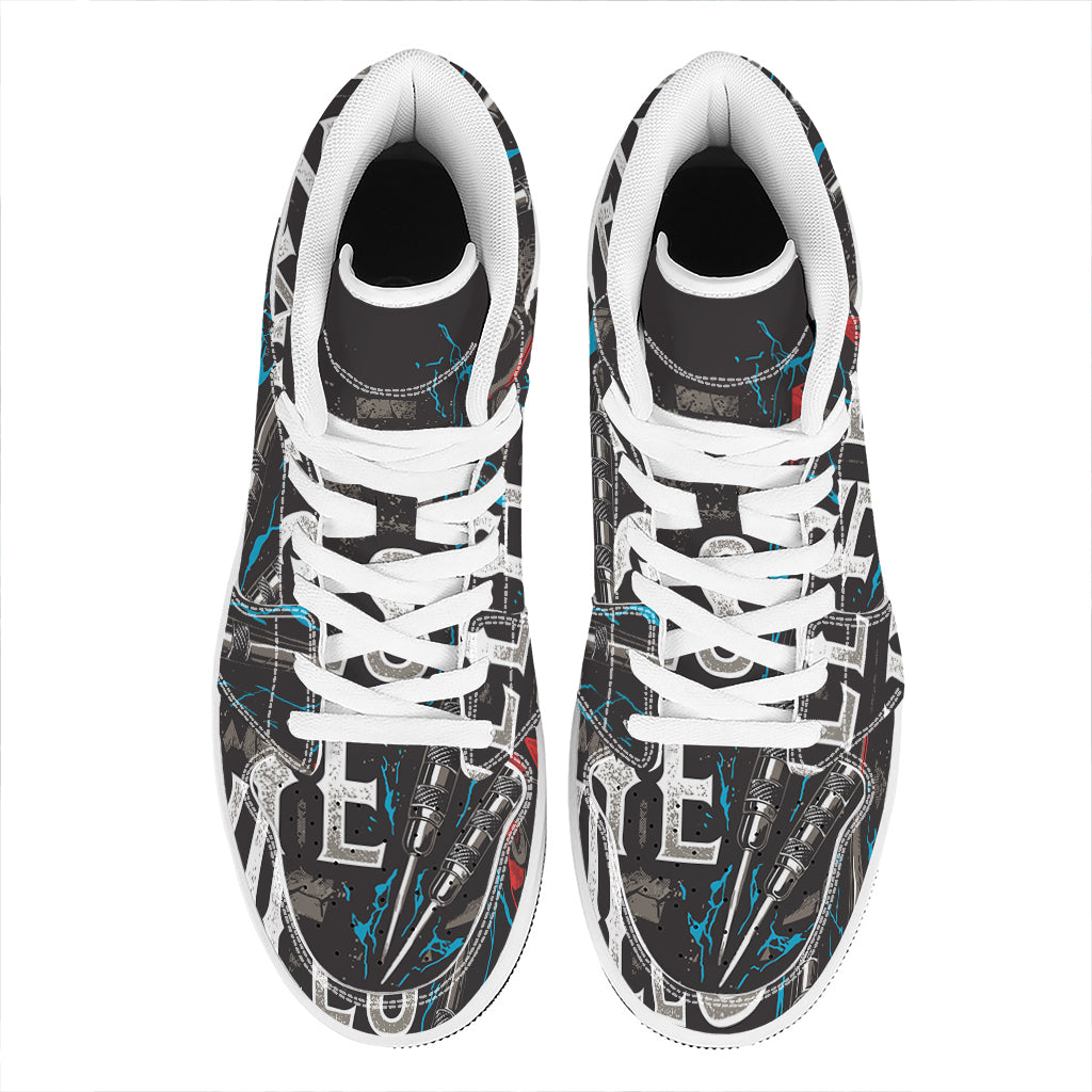 Bullseye Darts Print High Top Leather Sneakers