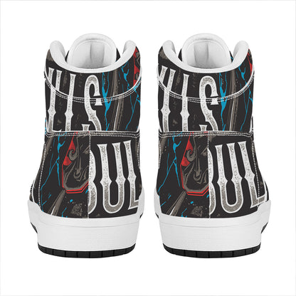 Bullseye Darts Print High Top Leather Sneakers
