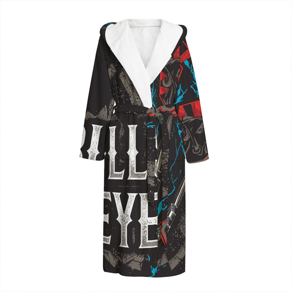 Bullseye Darts Print Hooded Bathrobe