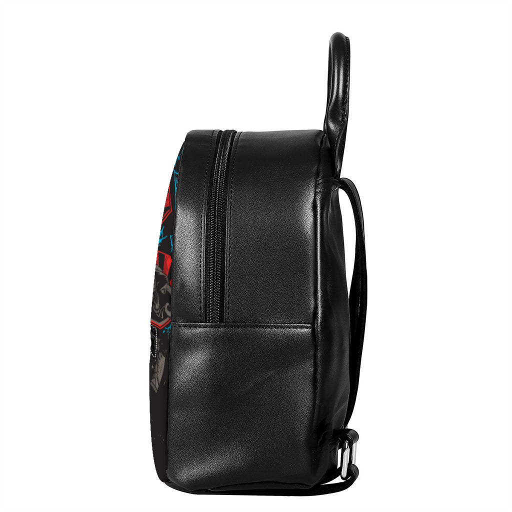 Bullseye Darts Print Leather Backpack
