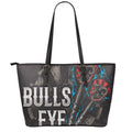 Bullseye Darts Print Leather Tote Bag With Zipper