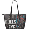 Bullseye Darts Print Leather Tote Bag