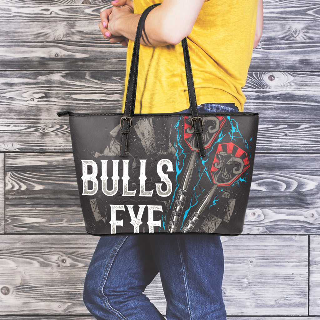 Bullseye Darts Print Leather Tote Bag
