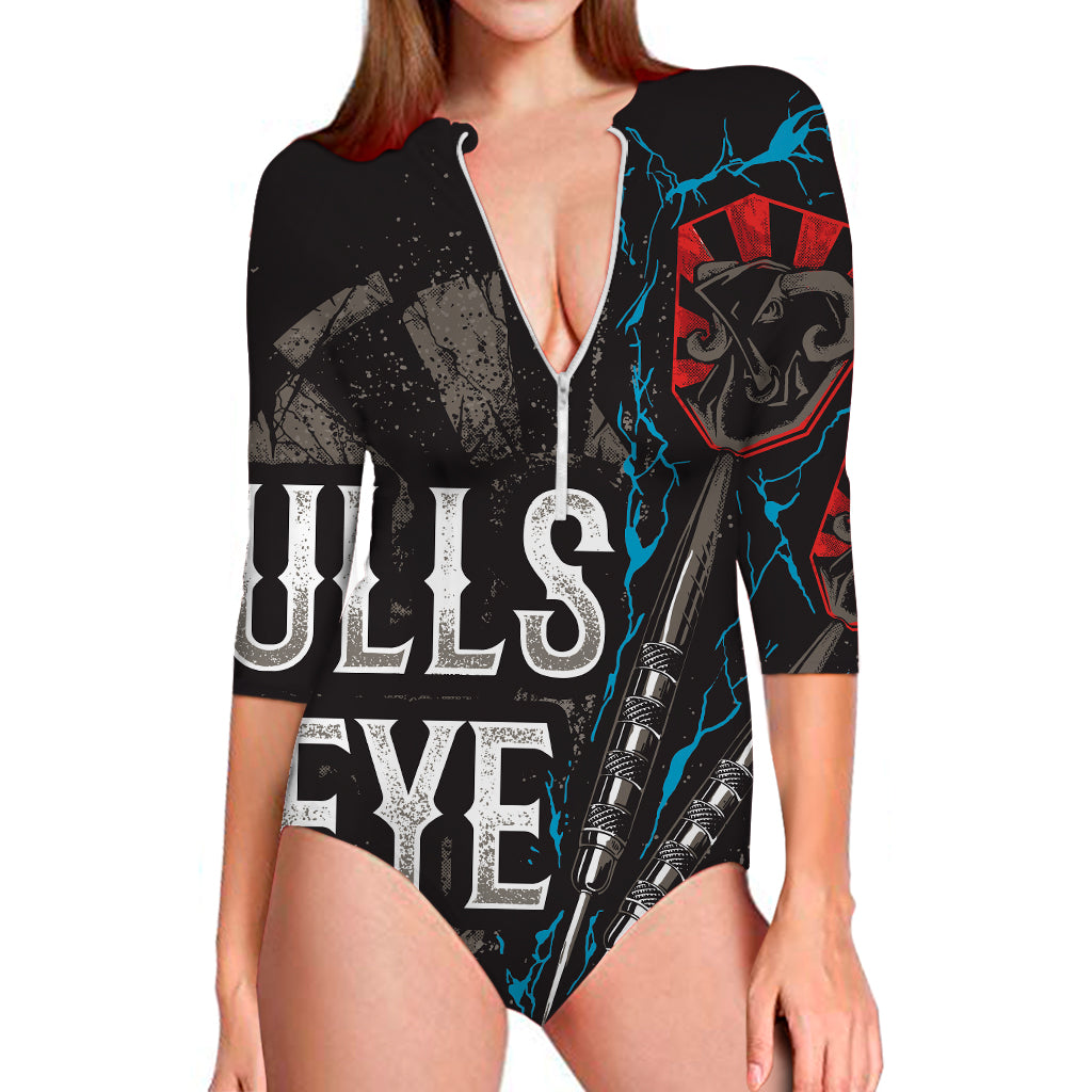 Bullseye Darts Print Long Sleeve Swimsuit