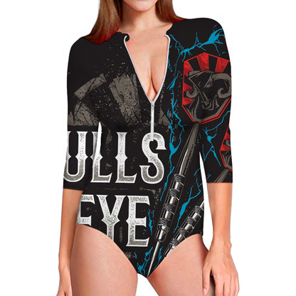 Bullseye Darts Print Long Sleeve Swimsuit