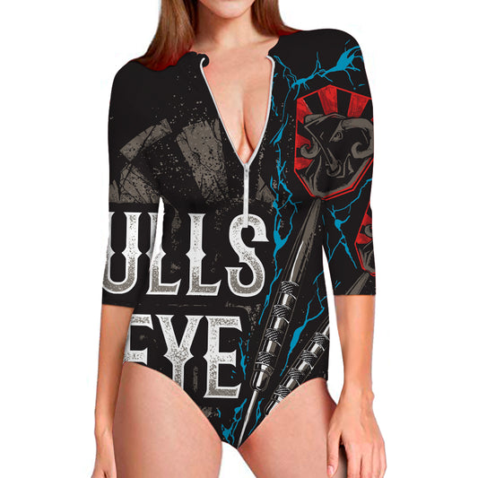 Bullseye Darts Print Long Sleeve Swimsuit