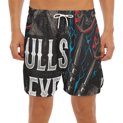 Bullseye Darts Print Men's Split Running Shorts