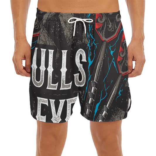 Bullseye Darts Print Men's Split Running Shorts