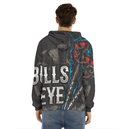 Bullseye Darts Print Men's Velvet Pullover Hoodie