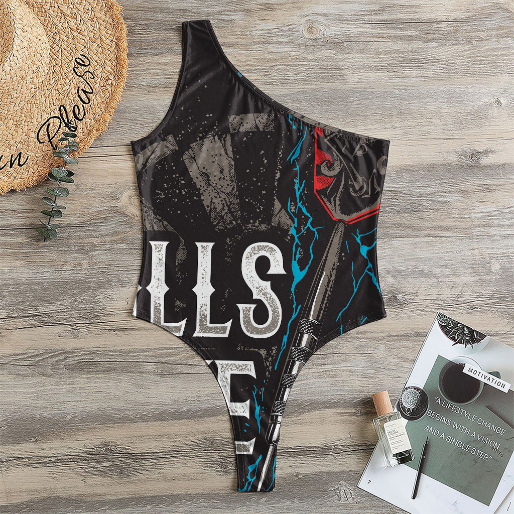 Bullseye Darts Print One Shoulder Bodysuit