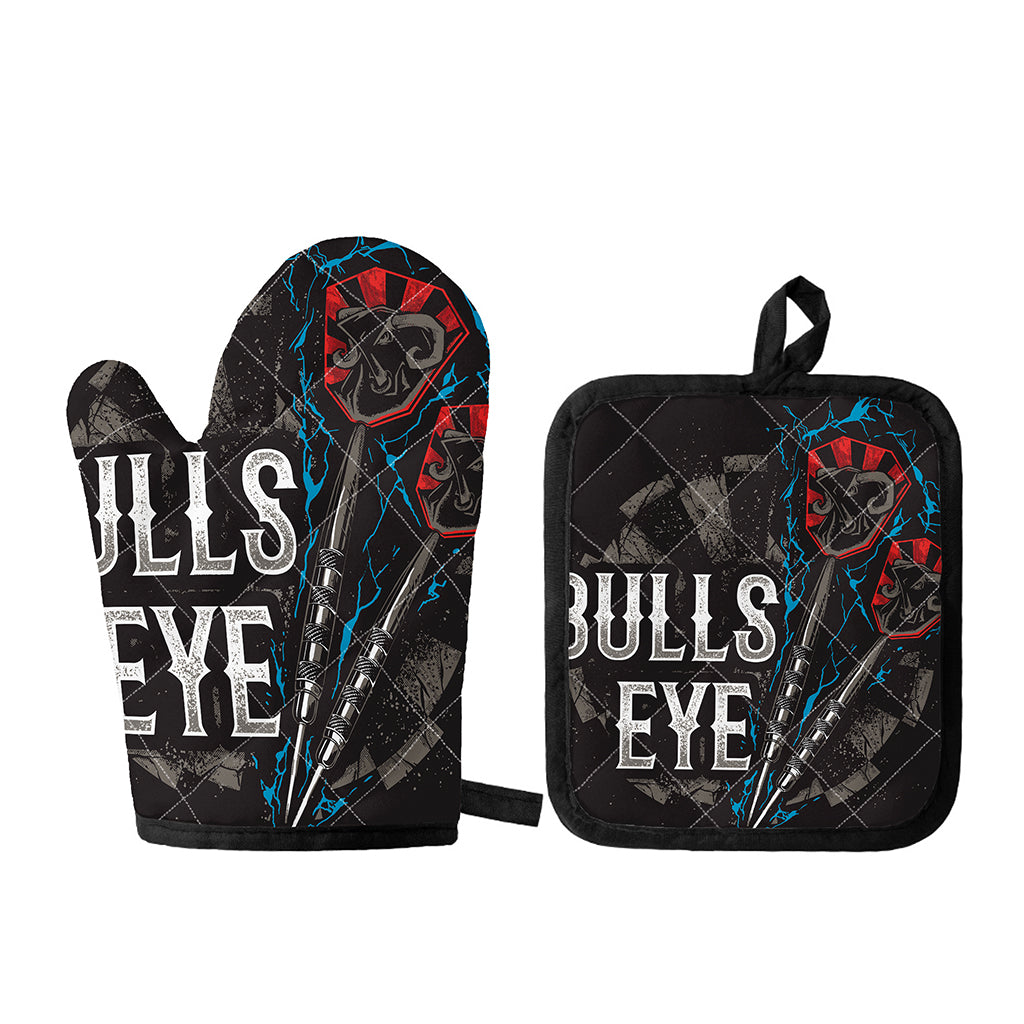 Bullseye Darts Print Oven Mitt And Pot Holder Set