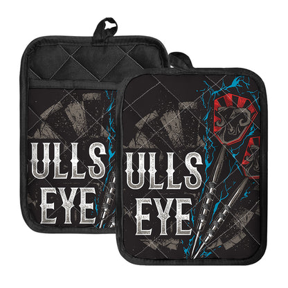 Bullseye Darts Print Pot Holders With Pocket