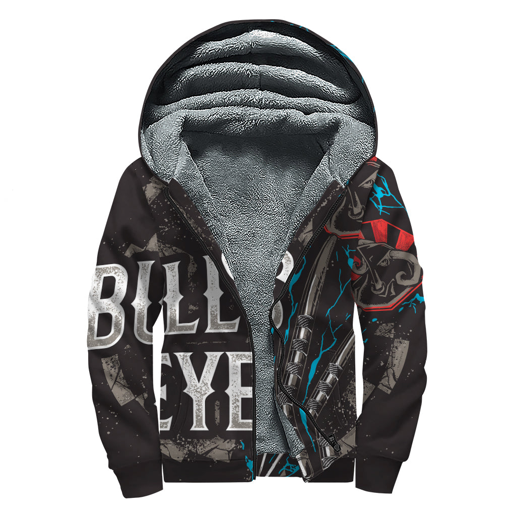 Bullseye Darts Print Sherpa Lined Zip Up Hoodie