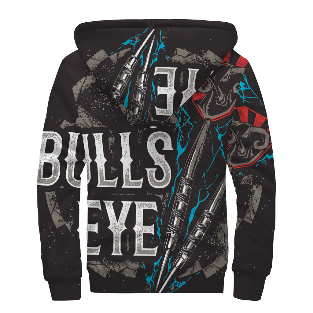 Bullseye Darts Print Sherpa Lined Zip Up Hoodie