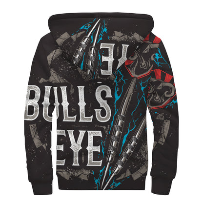 Bullseye Darts Print Sherpa Lined Zip Up Hoodie
