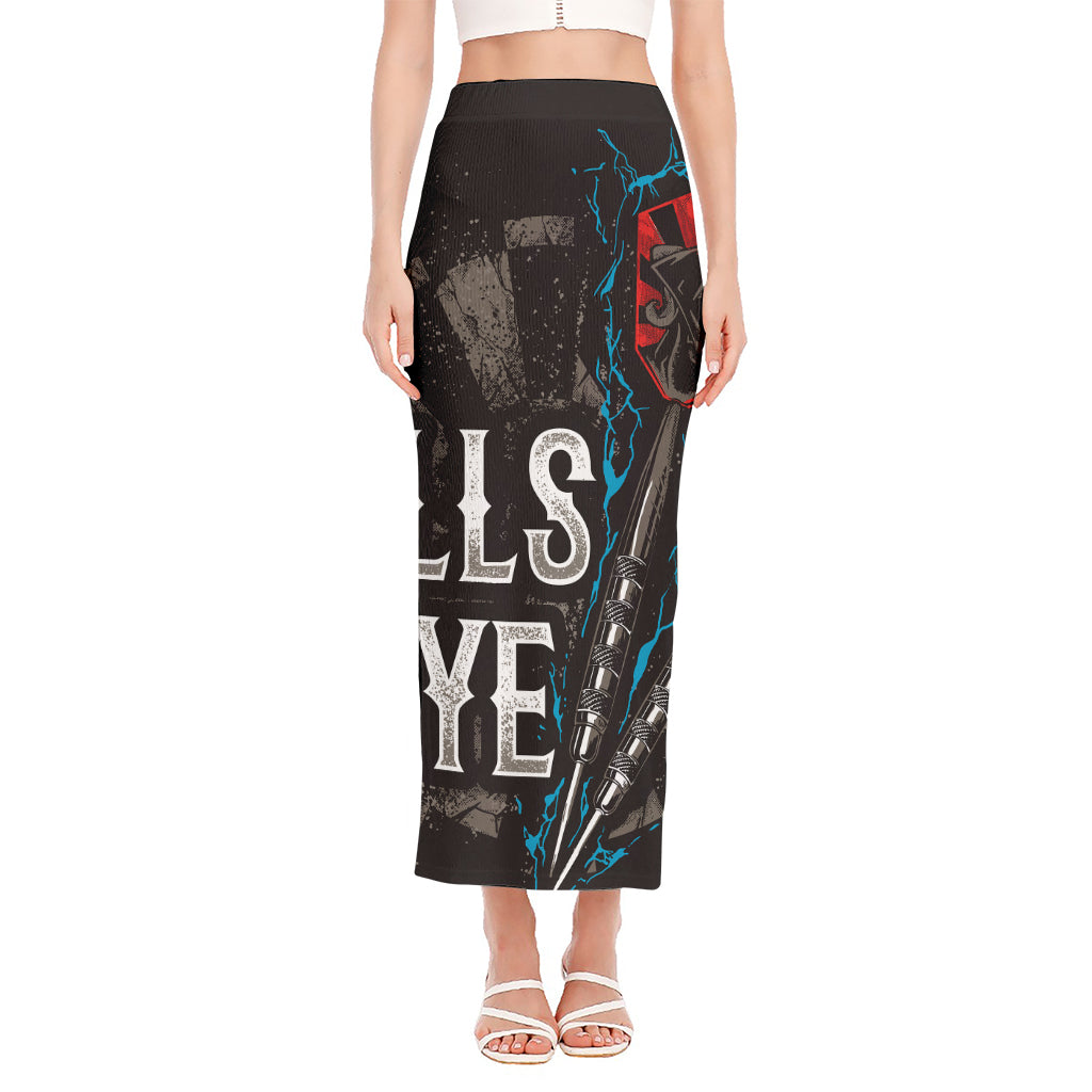 Bullseye Darts Print Side Slit Maxi Skirt