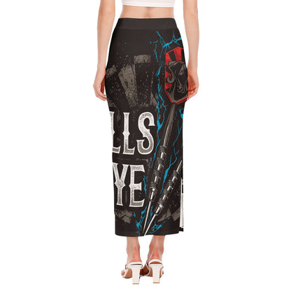 Bullseye Darts Print Side Slit Maxi Skirt