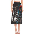 Bullseye Darts Print Side Slit Midi Skirt