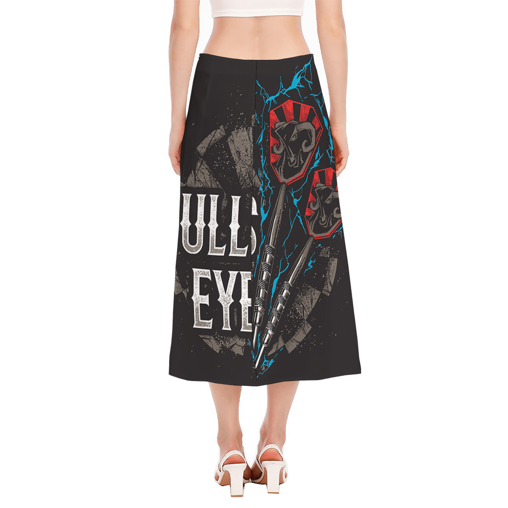 Bullseye Darts Print Side Slit Midi Skirt