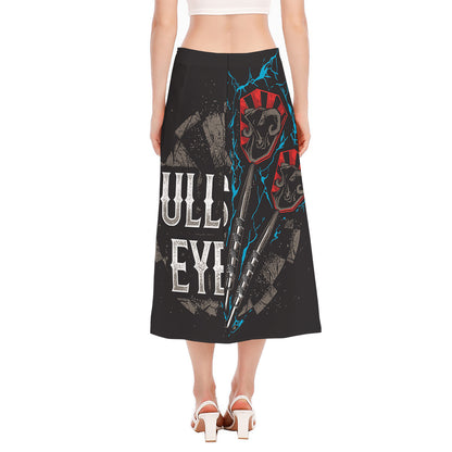 Bullseye Darts Print Side Slit Midi Skirt