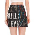 Bullseye Darts Print Side Slit Mini Skirt