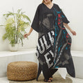 Bullseye Darts Print Silk V-Neck Kaftan Dress