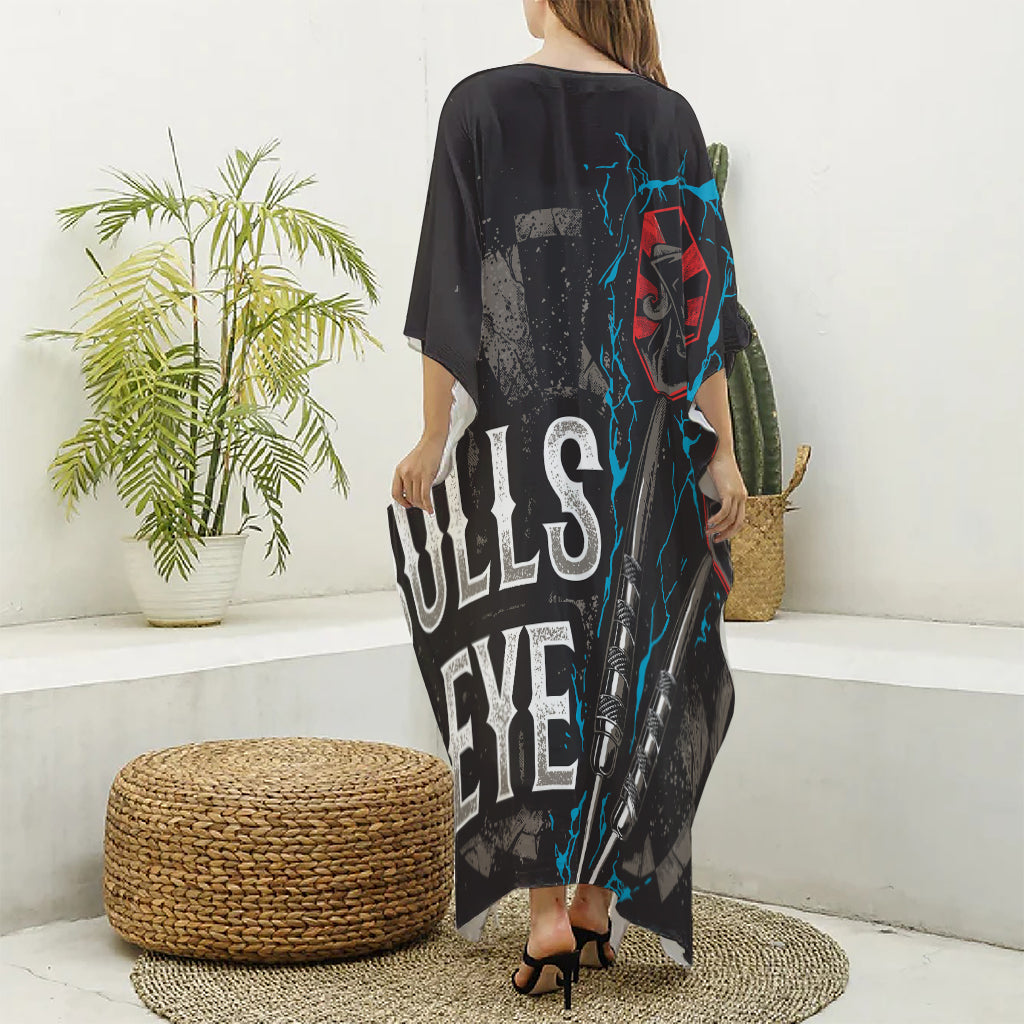 Bullseye Darts Print Silk V-Neck Kaftan Dress