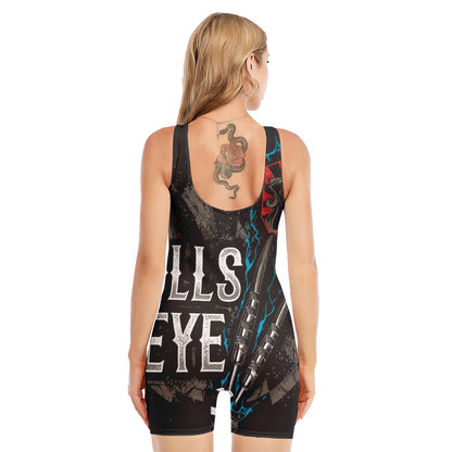 Bullseye Darts Print Sleeveless One Piece Swimsuit