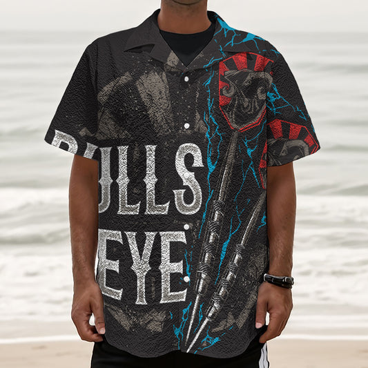 Bullseye Darts Print Textured Short Sleeve Shirt