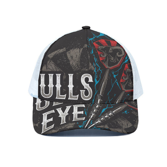Bullseye Darts Print White Mesh Trucker Cap