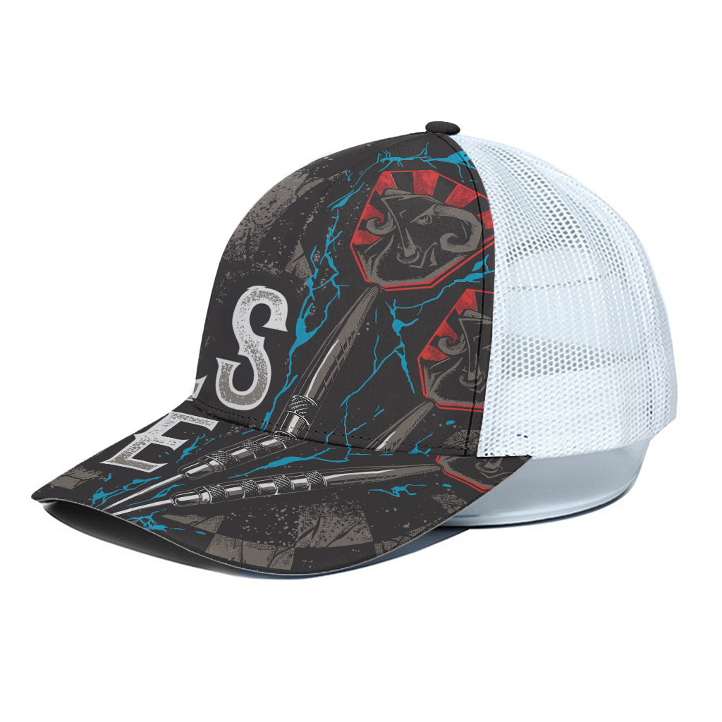 Bullseye Darts Print White Mesh Trucker Cap