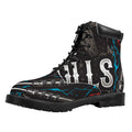 Bullseye Darts Print Padded Collar Lace Up Boots