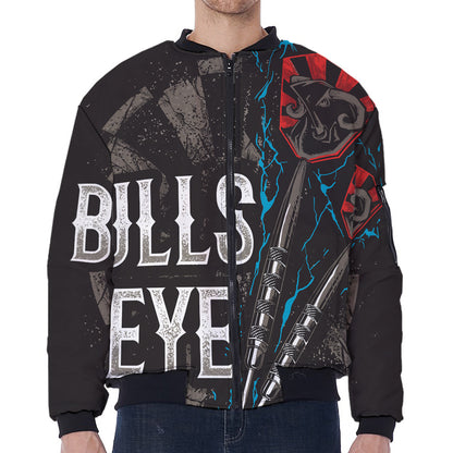 Bullseye Darts Print Zip Sleeve Bomber Jacket