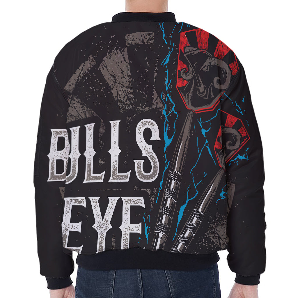 Bullseye Darts Print Zip Sleeve Bomber Jacket