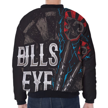 Bullseye Darts Print Zip Sleeve Bomber Jacket