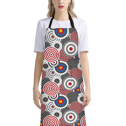 Bullseye Target Pattern Print Bib Apron With Pocket