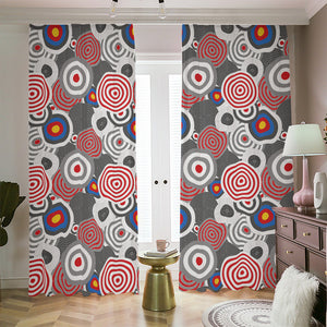 Bullseye Target Pattern Print Blackout Pencil Pleat Curtains