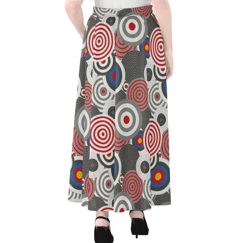 Bullseye Target Pattern Print Chiffon Maxi Skirt