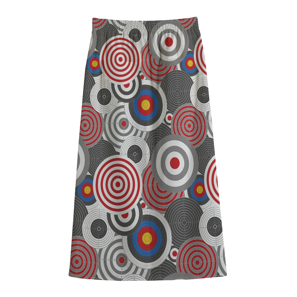 Bullseye Target Pattern Print Cotton Front Slit Maxi Skirt